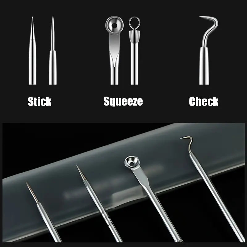 Set Of 4 Pimple Popper Needle, 4-In-1 Multifunctional Acne Needles, Blackhead Remover Tools, Spoon Face Skin Care Tools, Steel Blackhead Removal Kit, Women Beauty Acne Treatment Pore Cleanser Needle Hook, Comedone Extractor Remover Set for All Skin Types Set Of 4 Pimple Popper Needle, 4-In-1 Multifunctional Acne Needles, Blackhead Remover Tools, Spoon Face Skin Care Tools, Steel Blackhead Removal Kit, Women Beauty Acne Treatment Pore Cleanser Needle Hook, Comedone Extractor Remover Set for All Skin Types